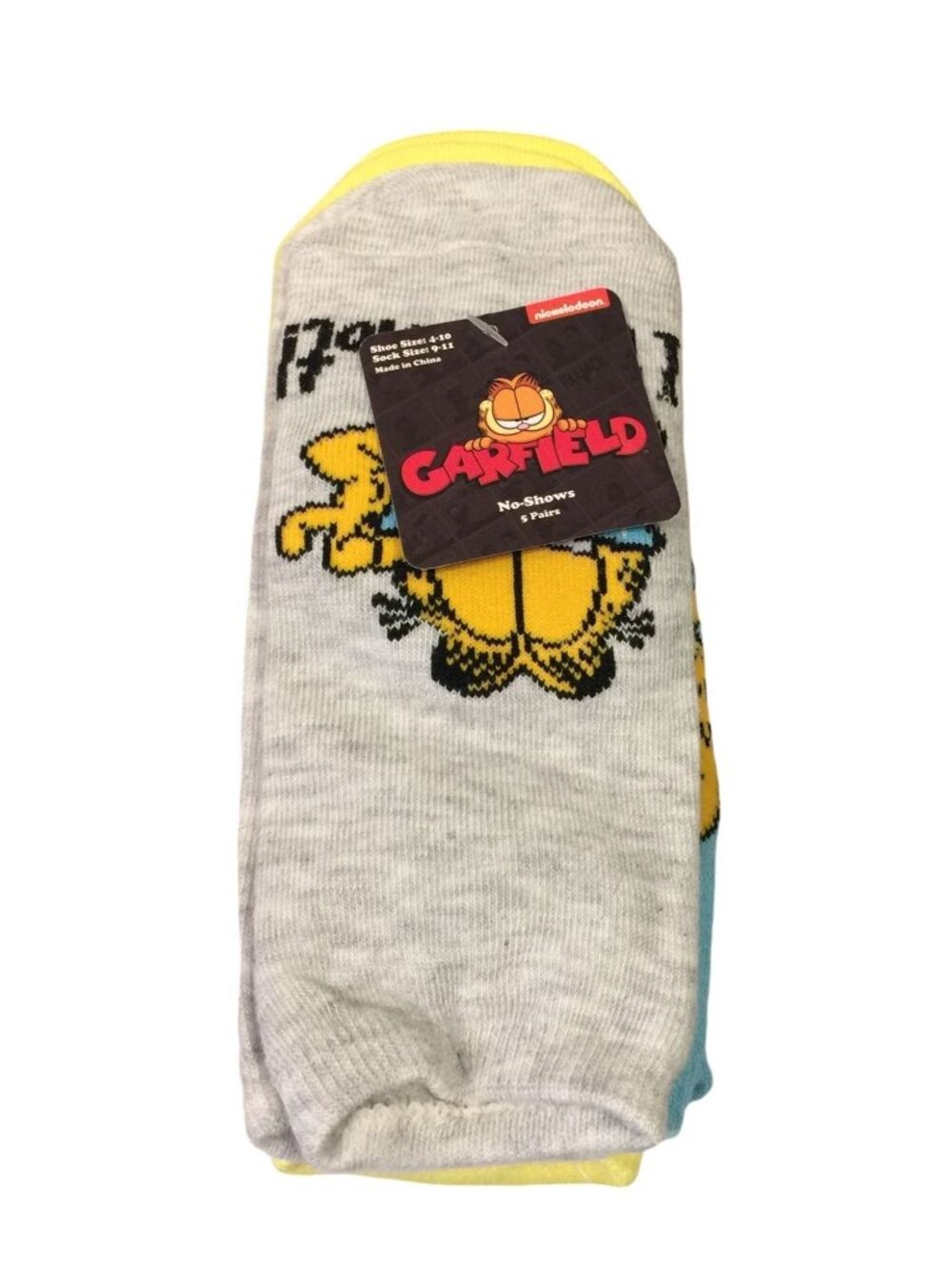 Garfield Ladies No Show Socks Size 4-10 Set of 5 Garfield Odie Ask Me if I Care
